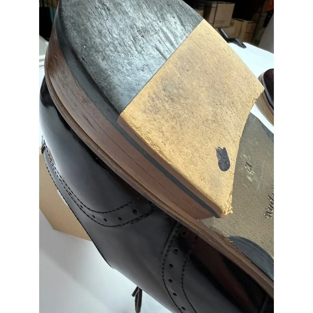 Johnston & Murphy Wingtip Oxford Mens 12M Burgundy‎ Leather Brogue 59-0764